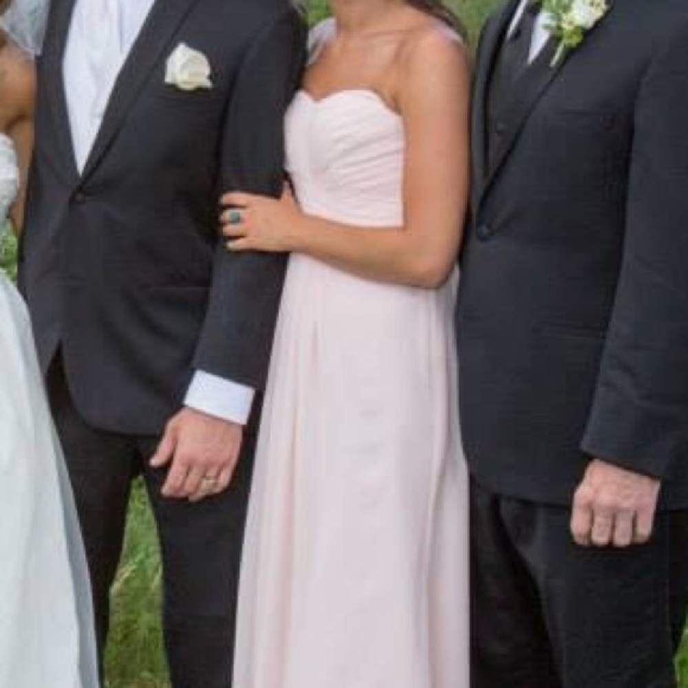 David’s Bridal bridesmaid dresses in soft petal